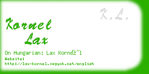 kornel lax business card